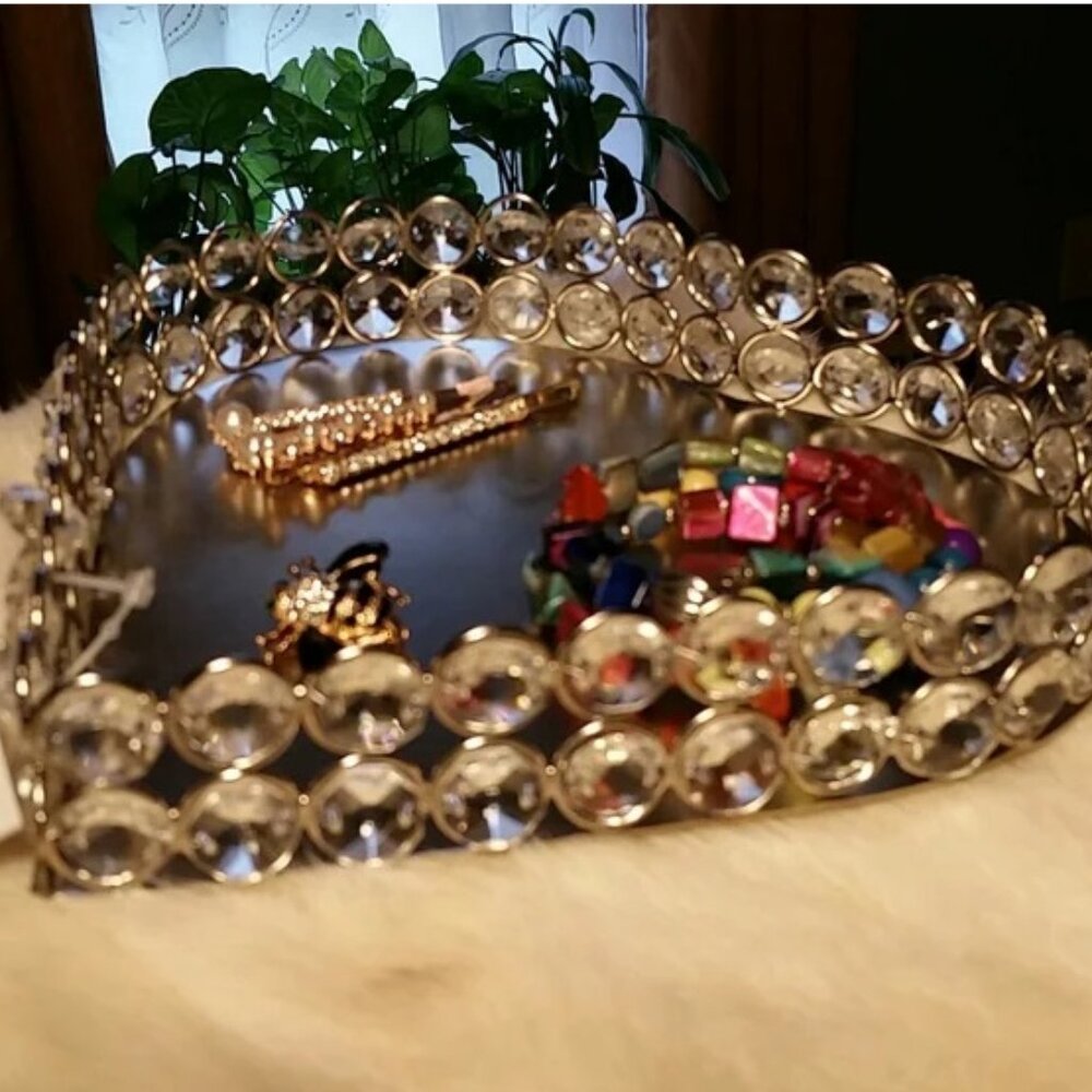 Nanette Lepore Crystal Heart Shaped Jewelry Tray Accessories Vanity  NWOT